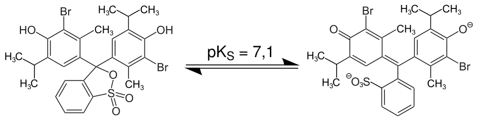 Bromthymolblau in unterschiedlichen Protolysestufen