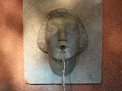 1921–1922, Brunnenplastik von Rudolf Müller (1899–1986), Brunnenanlage von Paul Artaria (1892–1959), Waisenhausmauer, Oberer Rheinweg, Basel