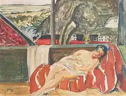 Halbakt auf dem Balkon Ahrenshoop (1928), Max-Samuel-Haus Rostock