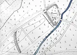 Lageplan der Brunsburg von Carl Schuchhardt um 1910, die Wölpe ist nachträglich blau eingefärbt