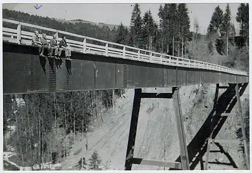 Stahlträgerbrücke über das Brunsttobel im Jahr 1938