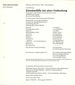 Besetzungszettel der 1966 uraufgeführten Oper Zwischenfälle bei einer Notlandung