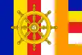 Buddhistische Flagge mit den Dharmachakra