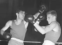 Hans-Joachim Brauske (rechts) bei einem internationalen Boxturnier in Berlin (1963)