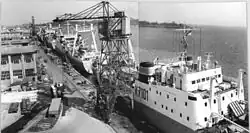 Schiffe vom Typ Atlantik am Ausrüstungskai in Stralsund, 1967