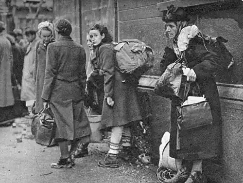 Flüchtlinge verlassen Aachen, 23. Okt. 1944