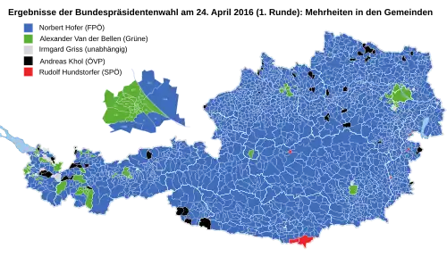 Mehrheitsverteilung auf Ebene der Gemeinden (ohne Briefwahlstimmen)