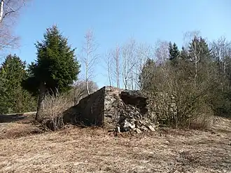 Mutmaßliches Turmfundament in der Vorburg – später bis Ende des 20. Jahrhunderts mit einer hölzernen Feldscheune überbaut gewesen