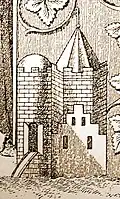 Burg Wohlenstein 1363; stilisierte Darstellung auf der Grabplatte des Hildesheimer Bischofs Heinrich III.
