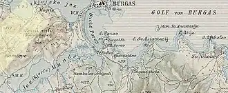 Der Mandra-See, Burgas und die Region südlich davon im Jahr 1903