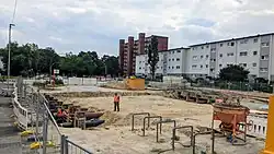 Bau der Station Horner Geest in offener Bauweise unter der bisherigen Manshardtstraße (2021)