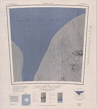 Kartenblatt mit der Mündung des Foundation Ice Stream in das Ronne Ice Shelf