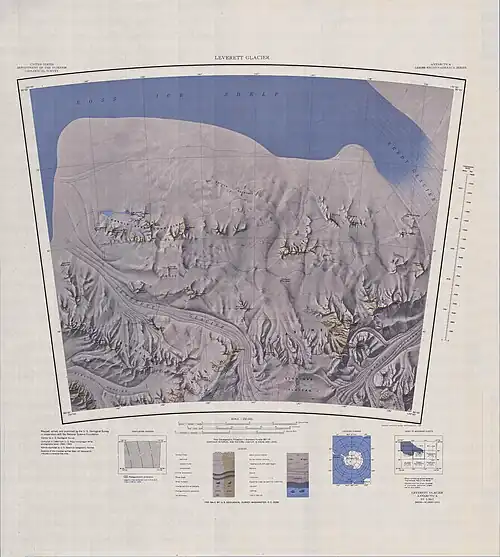 Topographisches Kartenblatt Leverett Glacier: Der Reedy Glacier mündet im Osten in das Ross-Schelfeis