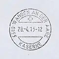Stempel der Poststelle Wangen an der Aare Kaserne; April 2015.