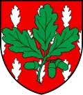 Wappen von Chêne-Bourg GE (Schweiz) mit Zweig, Eicheln und angedeuteten Blättern