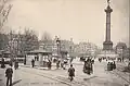 Place de la Bastille: Zwischen den Schienen der Leitungskanal, unter dem sich die Stromschienen befinden, vor 1904