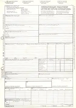 CMR-Frachtbrief für den internationalen Güterkraftverkehr