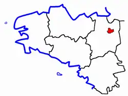 Lage des Kantons Saint-Aubin-du-Cormier innerhalb der Bretagne