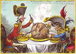 James Gillray: Der Plumpudding in Gefahr. Karikatur aus dem Jahr 1805