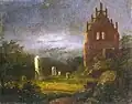 Carl Gustav Carus: Klosterruine mit Leichensteinen im Mondlicht, 1818