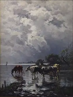 Winter Motiv aus Rostock 1898 und Kühe an der Tränke 1906 (Öl auf Leinwand)