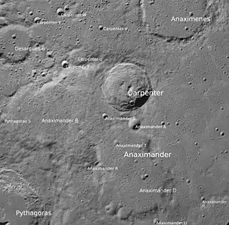 Carpenter mit Nebenkratern (Norden oben); LROC-WAC