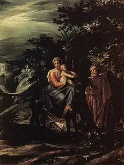 Flucht nach Ägypten, Öl auf Holz, 47 × 34 cm, ca. 1592–93 (?), Galleria Borghese, Rom