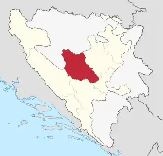 Lage des Kantons in Bosnien und Herzegowina