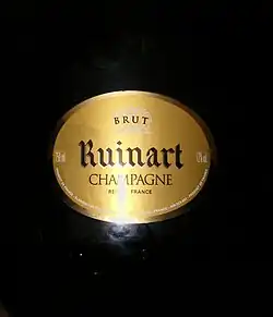 Das Etikett des Champagnerhauses Ruinart