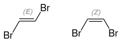 Strukturformeln von (E)- und (Z)-1,2-Dibromethen
