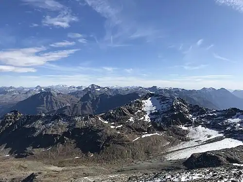 Chilchalphorn und Fanellgletscher, vom Fanellhorn aus betrachtet.