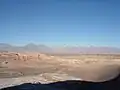 Blick über das Valle de la Luna auf die Anden