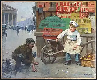 Paul Charles Chocarne-Moreau Petit ramoneur et mitron jouant aux billes Place de la Madeleine (1926)