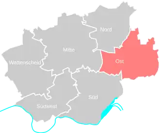 Lage des Bezirks Bochum-Ost
