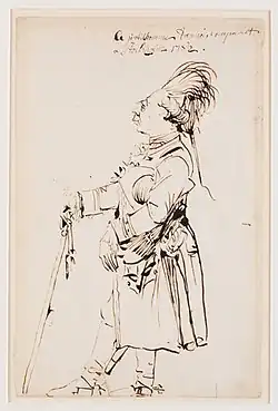 Baron Clemens August von Haxthausen in Stockholm. Zeichnung von Johan Tobias Sergel, 1782