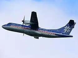 Eine Coast Air ATR 42 auf dem Flughafen Oslo Gardermoen, Norwegen