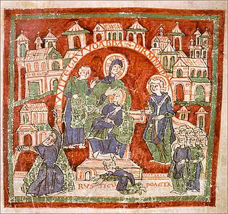 Widmungsbild Gesta Witigowonis des Purchard von Reichenau