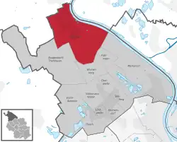 Lage des Stadtteils Worringen im Stadtbezirk Köln-Chorweiler