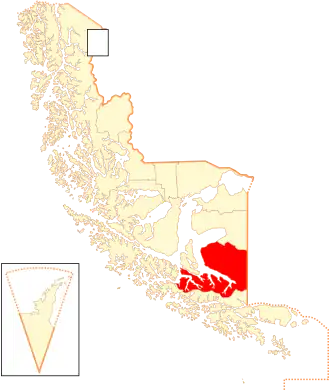 Lage der Kommune in Magallanes Region