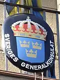 Amtsschild des schwedischen Generalkonsulats in Barcelona