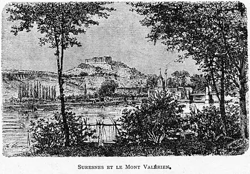 Suresnes und der Mont Valérien nach dem Bau der Festungsanlage