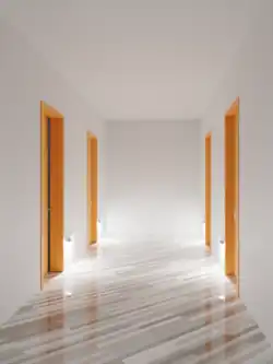 Bodennahe Licht­quellen, die den Boden aus­leuchten