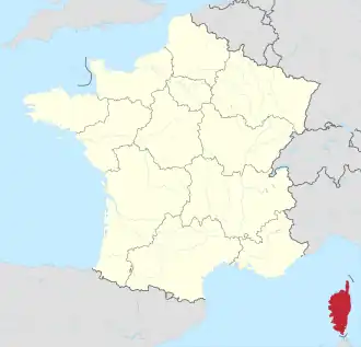 Lage der Region Korsika in Frankreich