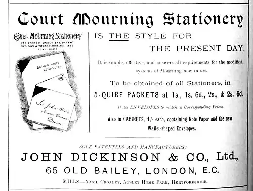 Court Mourning Stationery mit Dreieck (1892)