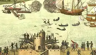 Southsea Castle 2011 und abgebildet auf dem Cowdray Engraving der Schlacht auf dem Solent 1545