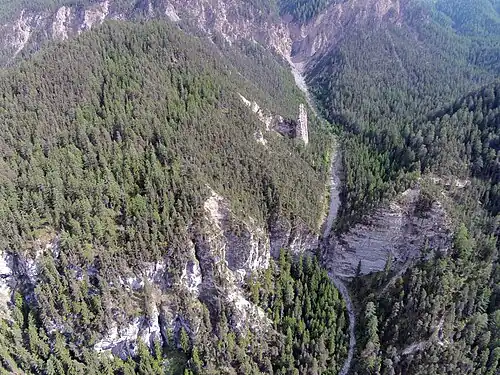 Der Crap Furo über den Felsen.