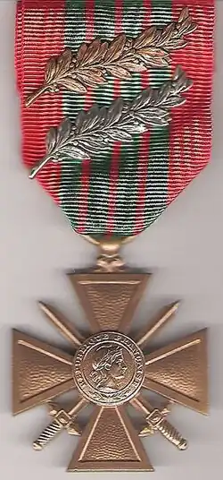 Croix de guerre 1939–1945 mit zwei Palmenzweigen