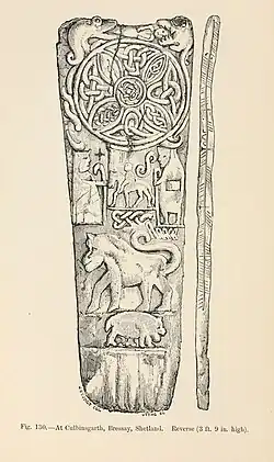 Vorder- und Rückseite des Bressay Stone - Joseph Anderson 1881