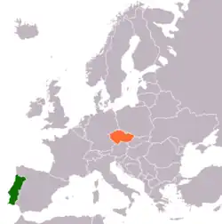 Lage von Portugal und Tschechien
