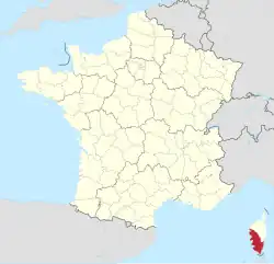 Lage des Departements Corse-du-Sud in Frankreich